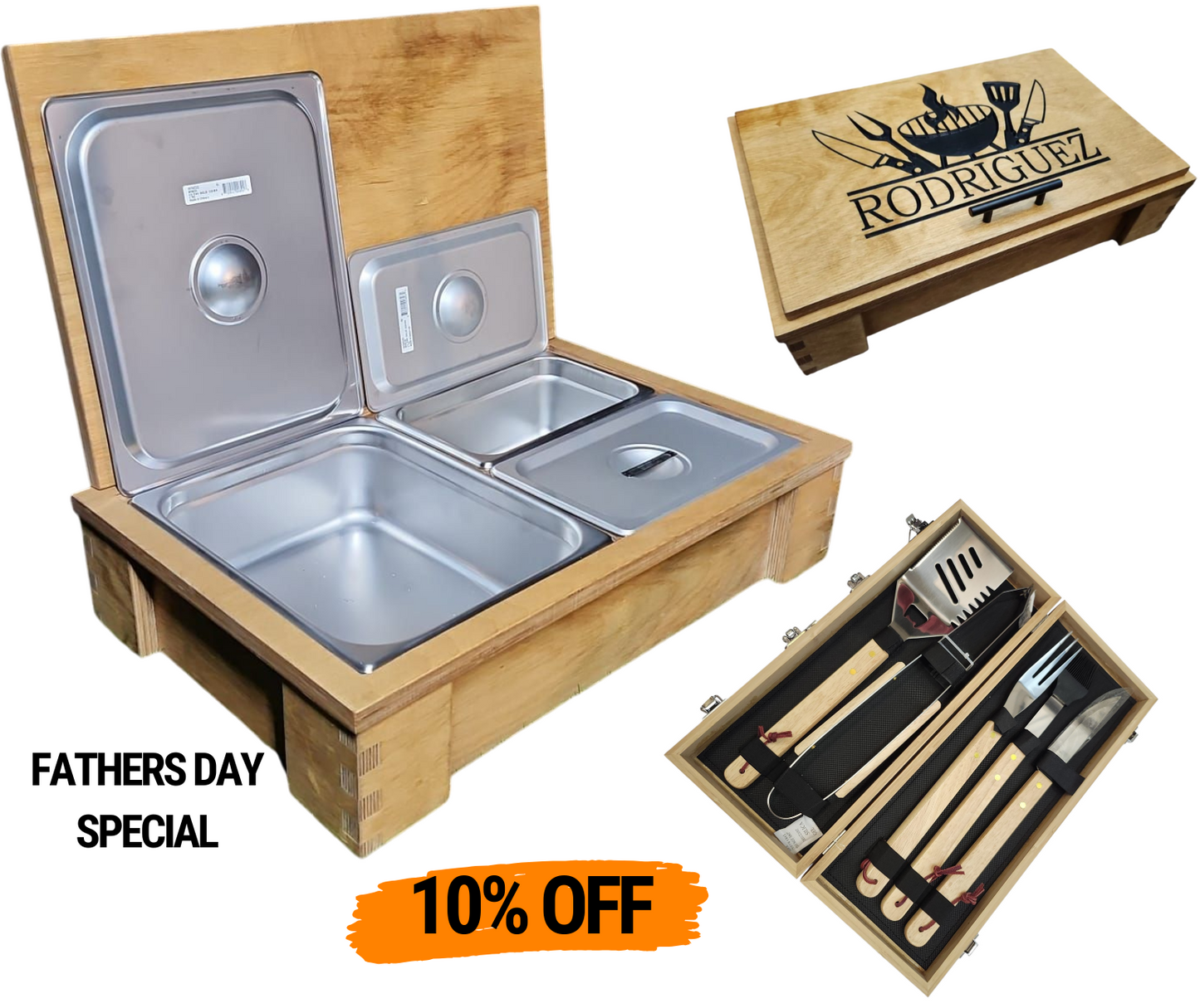 BBQ Gift Set – Personalized BBQ Box + Utensil Kit Combo (All-American Set)