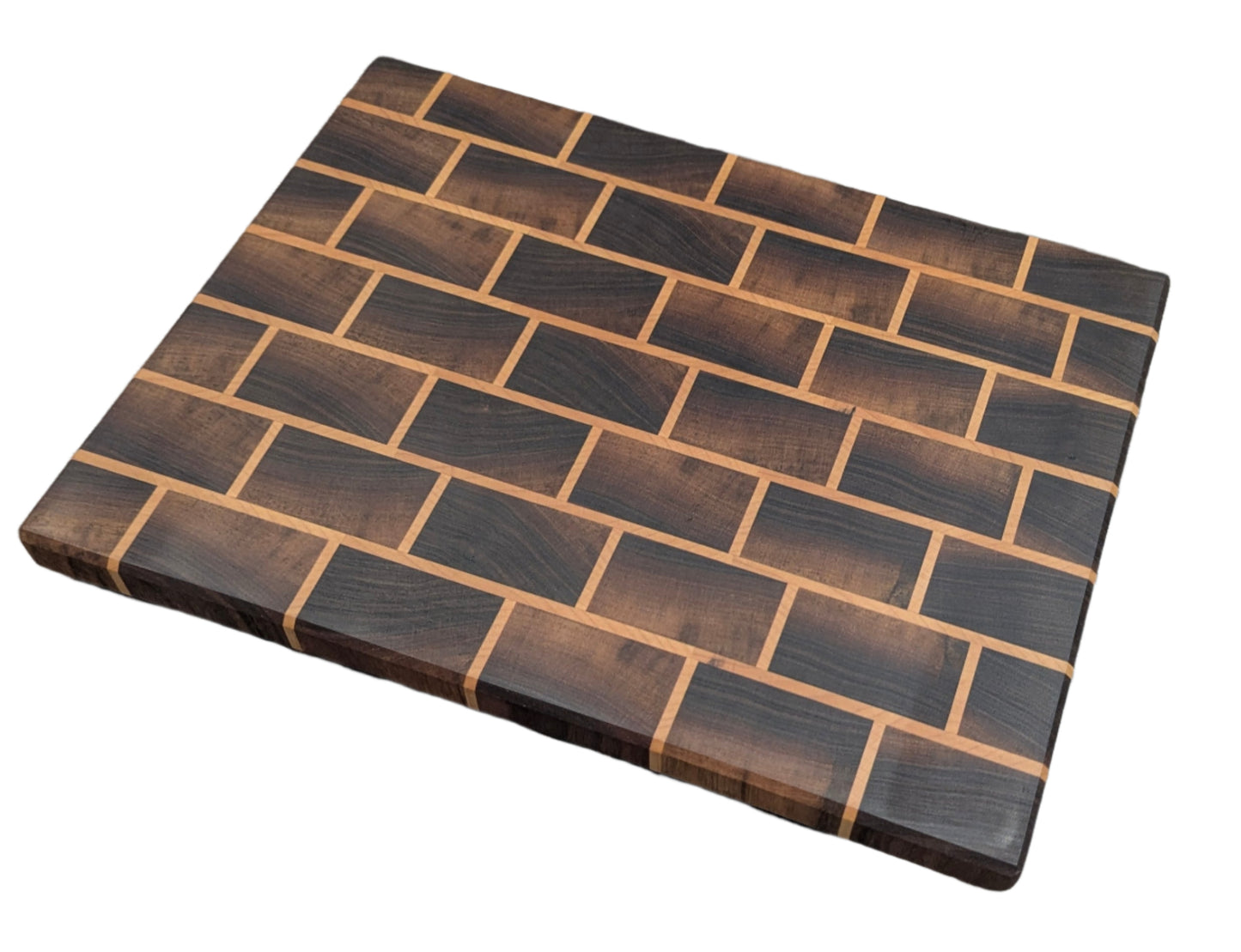 Handcrafted Brick-Pattern Cutting Board – Walnut & Maple
